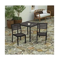 Kersey Outdoor Side Chairs Poly Faux Wood And Metal Patio Deck For All-Weather Use- Set Of 2