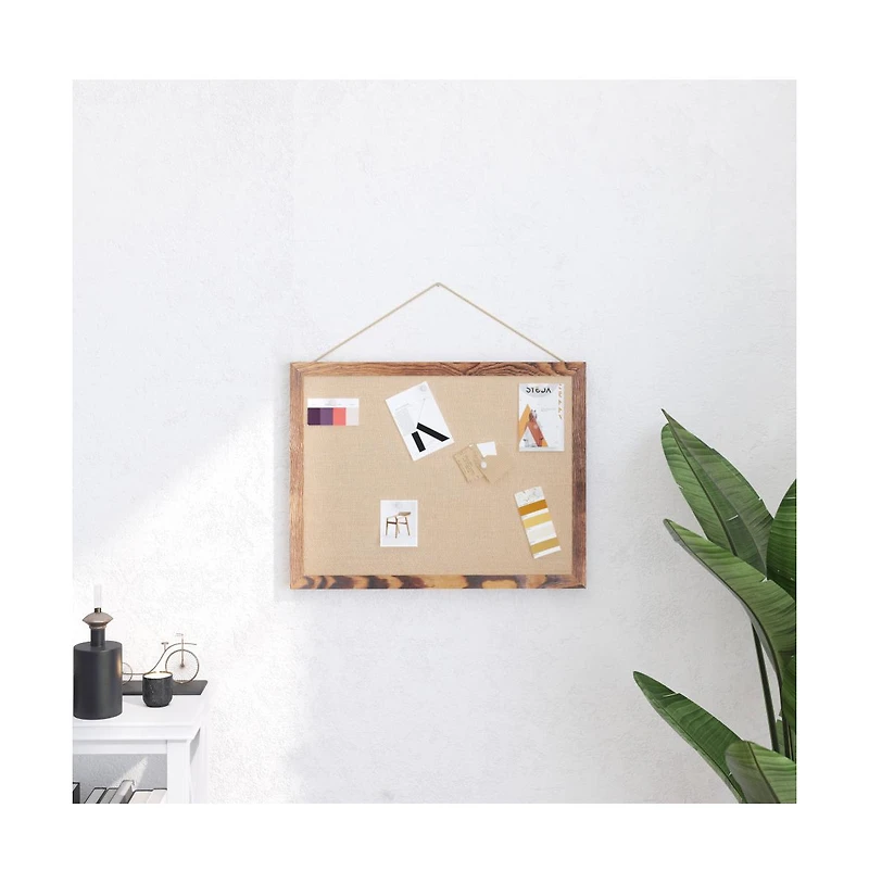 Clarey Linen Display Board With Wooden Frame And Push Pins