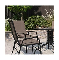 Set Of 4 Manado Series Metal Stacking Patio Chairs With Flex Comfort Material