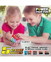 Power Your Fun Cubik Led Flashing Cube Memory Game - Metallic Red/Blue