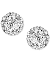 Alethea Certified Diamond Halo Stud Earrings (1 ct. t.w.) in 14k White Gold Featuring Diamonds from De Beers Code of Origin, Created for Macy's