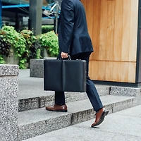 Alpine Swiss Mens Briefcase Expandable Genuine Leather Attache Briefcase For Men Dual Combination Lock Business Case