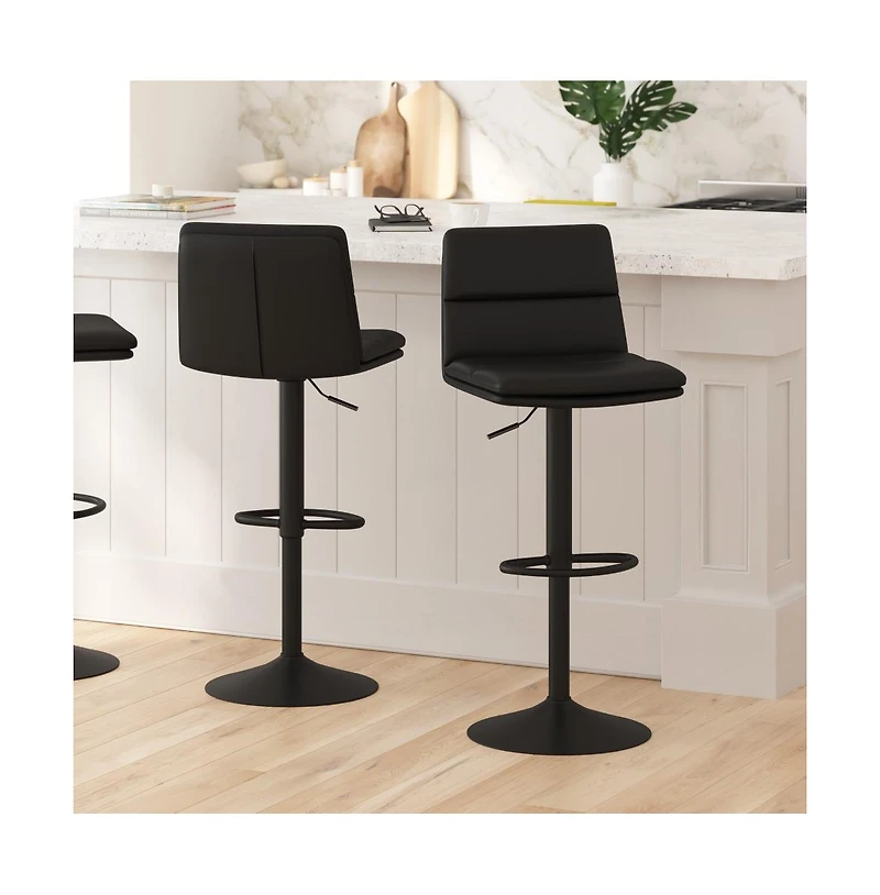 Keene Modern Upholstered Adjustable Height Stools With Sturdy Iron Bases