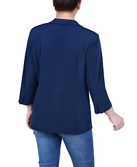 Ny Collection Petite 3/4 Sleeve Heavy Jacquard Knit Jacket