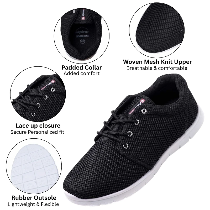 Alpine Swiss Men's Kilian Walking Shoes | Breathable Mesh Running Lightweight Fashion Sneakers Athletic Tennis Trainers
