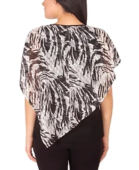 Ny Collection Petite Asymmetrical Poncho Top with Necklace