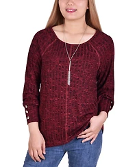 Ny Collection Petite Long Sleeve Knit Top