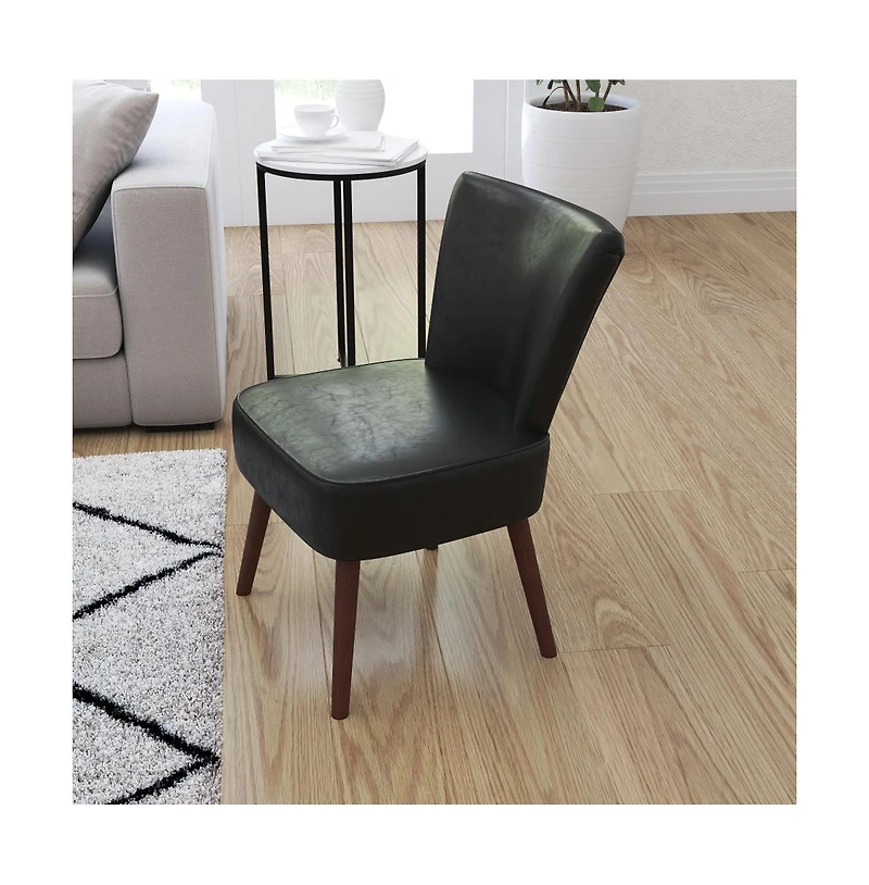 Santino Mid-Back Retro Accent Side Chair With Flared Wooden Legs