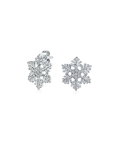 Bling Jewelry Petite Holiday Cz Cubic Zirconia Snowflake Stud Earrings Sterling Silver