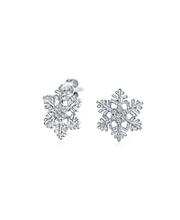 Bling Jewelry Petite Holiday Cz Cubic Zirconia Snowflake Stud Earrings Sterling Silver