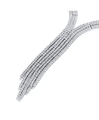 Bling Jewelry Art Deco-Inspired Y Fringe Tassel Statement Collar Necklace Cubic Zirconia Cz
