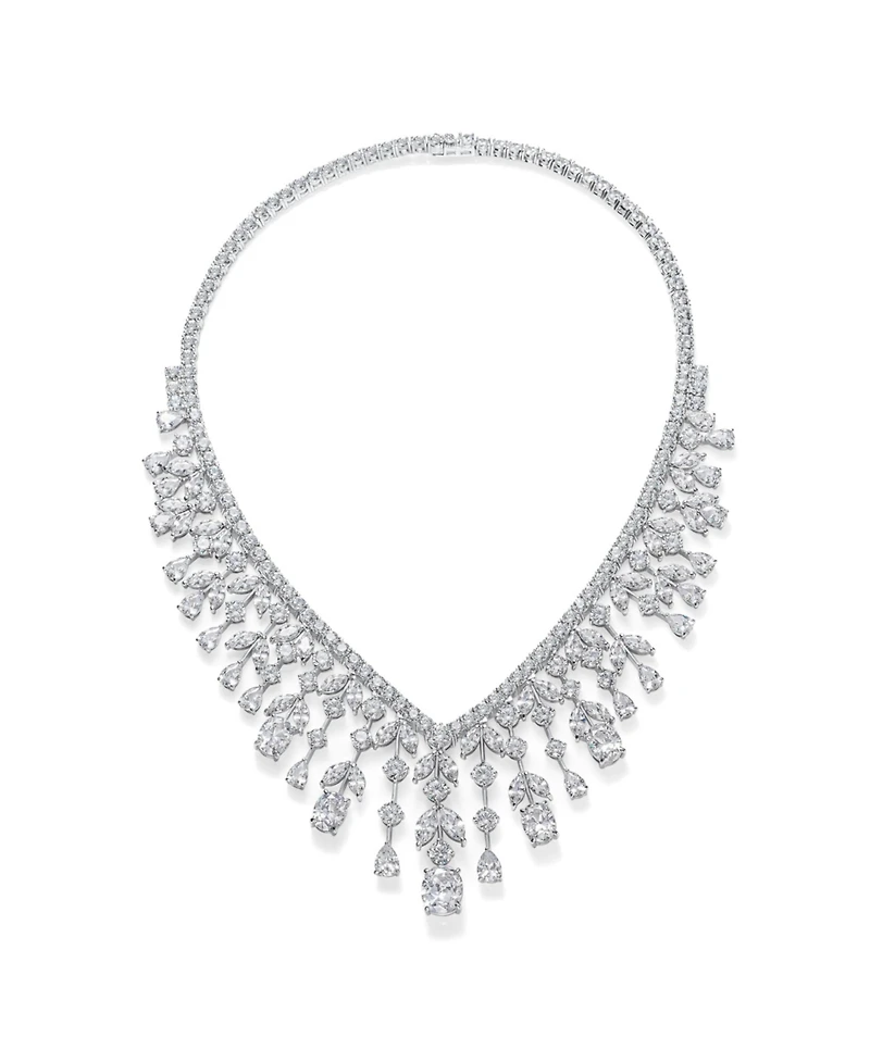 Bling Jewelry Art Deco Style Jewelry Multi Teardrop Cz Statement Spray Bib Collar Necklace