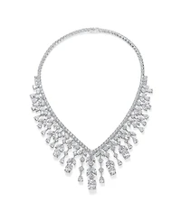 Bling Jewelry Art Deco Style Jewelry Multi Teardrop Cz Statement Spray Bib Collar Necklace