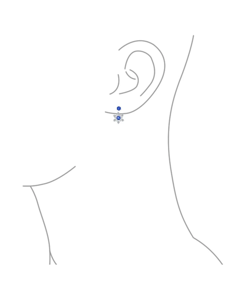 Bling Jewelry Holiday Party Winter Christmas Blue Cz 2 In 1 Ear Jackets Back Front Snowflake Stud Earrings Sterling Silver