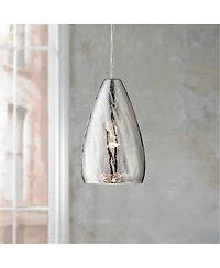 Possini Euro Design Portico Chrome Mini Pendant 5" Wide Modern Vacuum Plated Crackle Glass for Dining Room House Foyer Kitchen Island Entryway Be