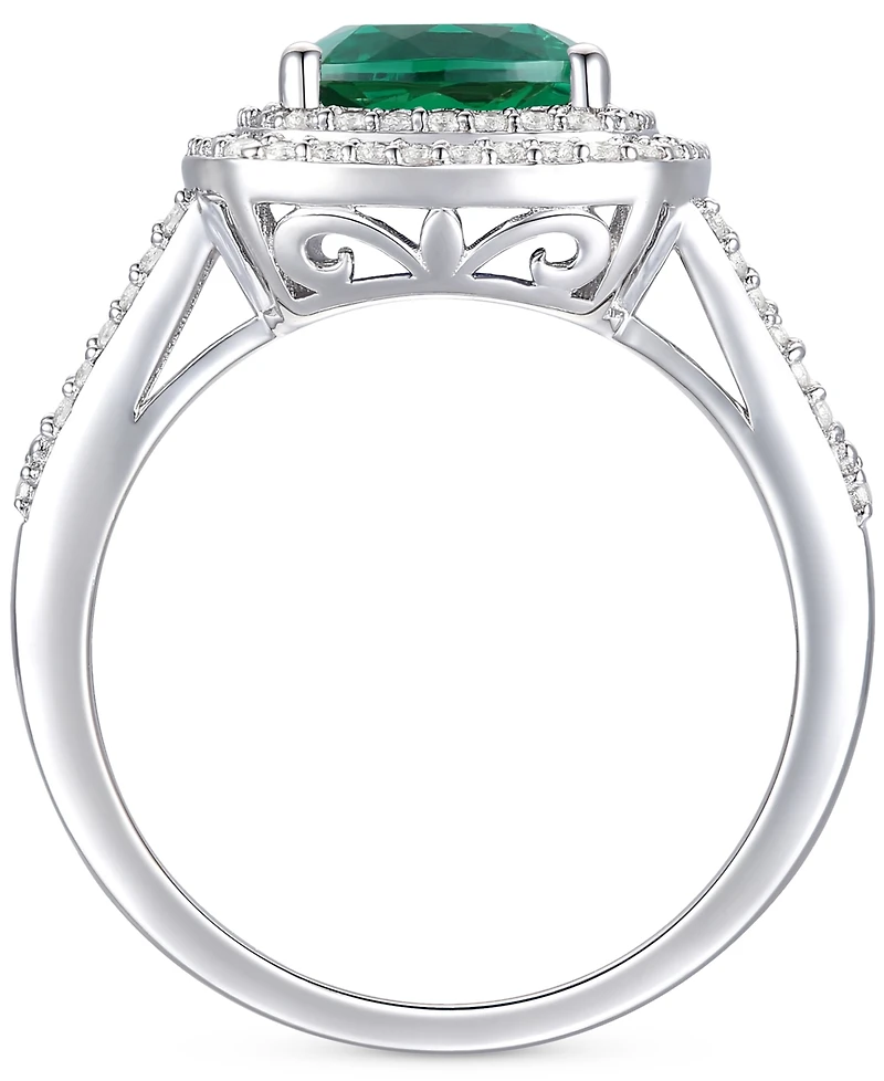 Lab-Grown Emerald (1-1/2 ct. t.w.) and White Sapphire (1/2 Ring Sterling Silver