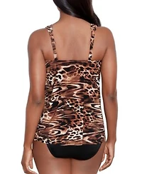 Miraclesuit Womens Ocicat Dazzle Printed Tankini Top High Waist Tummy Control Bikini Bottoms