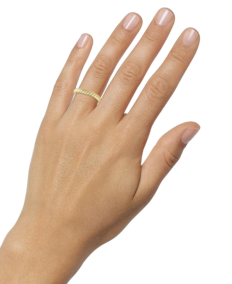 Diagonally Textured Polished Wedding Band 14k Gold