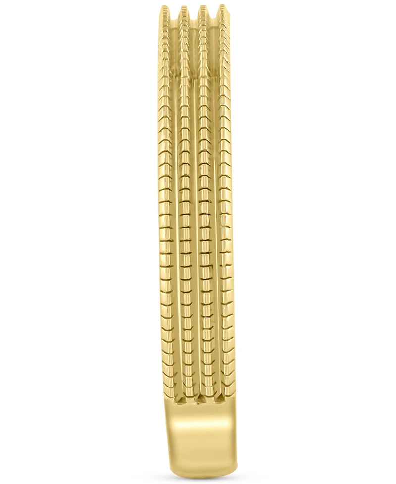 Raised Textured Multirow Stackable Band 14k Gold