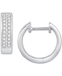 Diamond Double Row Small Huggie Hoop Earrings (1/5 ct. t.w.) in 10k White Gold