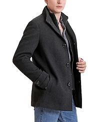 Landing Leathers Men Russell Herringbone Wool Car Coat with Bib
