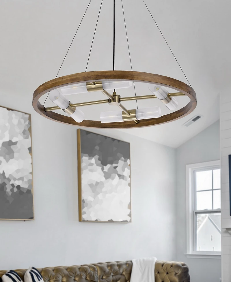 13" Height Wood and Metal Chandelier