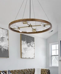 13" Height Wood and Metal Chandelier