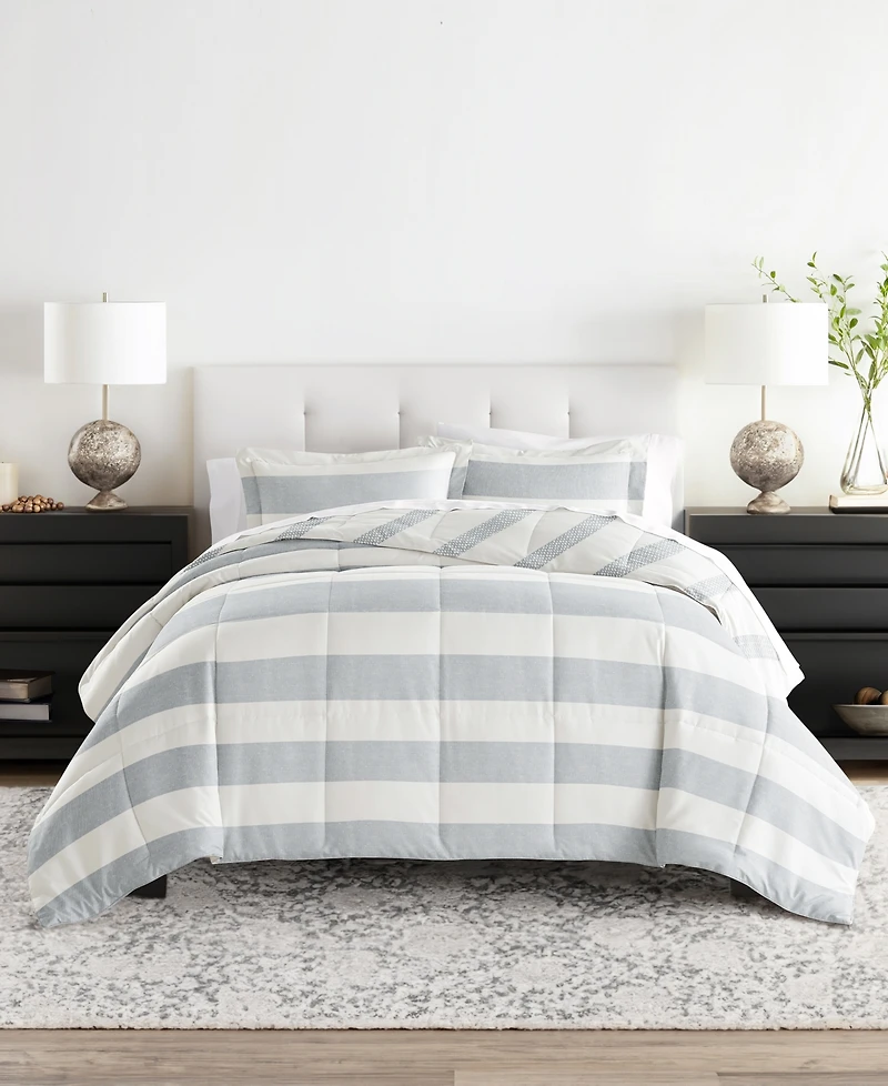 ienjoy Home Distressed Stripe Reversible -Pc. Comforter Set