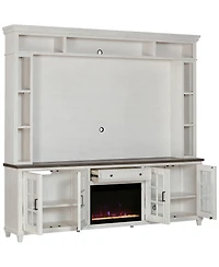 96" Dawnwood 3PC Tv Console Set (96" Console, Hutch and Fireplace)