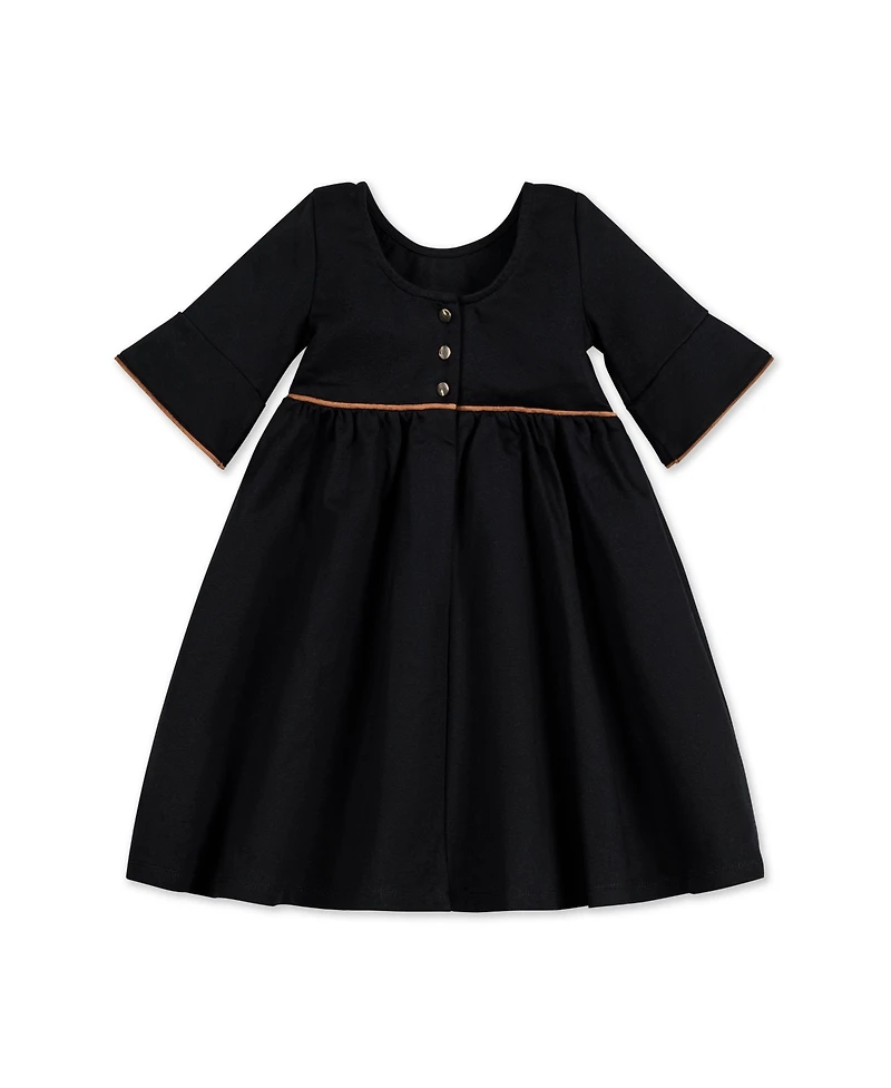 Hope & Henry Big Girls Ruffle Sleeve Ponte Dress with Suede Detail