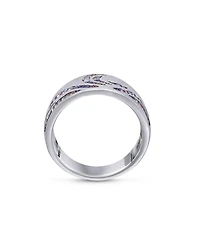 LuvMyJewelry Surf Up Design Sterling Silver Blue Sapphire, Topaz Gemstone Band Men Ring