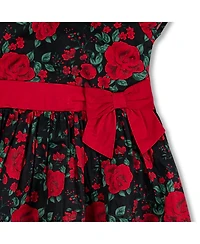 Hope & Henry Big Girls Short Sleeve Ruffle Collar Party Dress with Bow