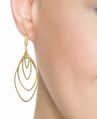 Polished & Textured Interlocking Navette Orbital Drop Earrings in 14k Gold