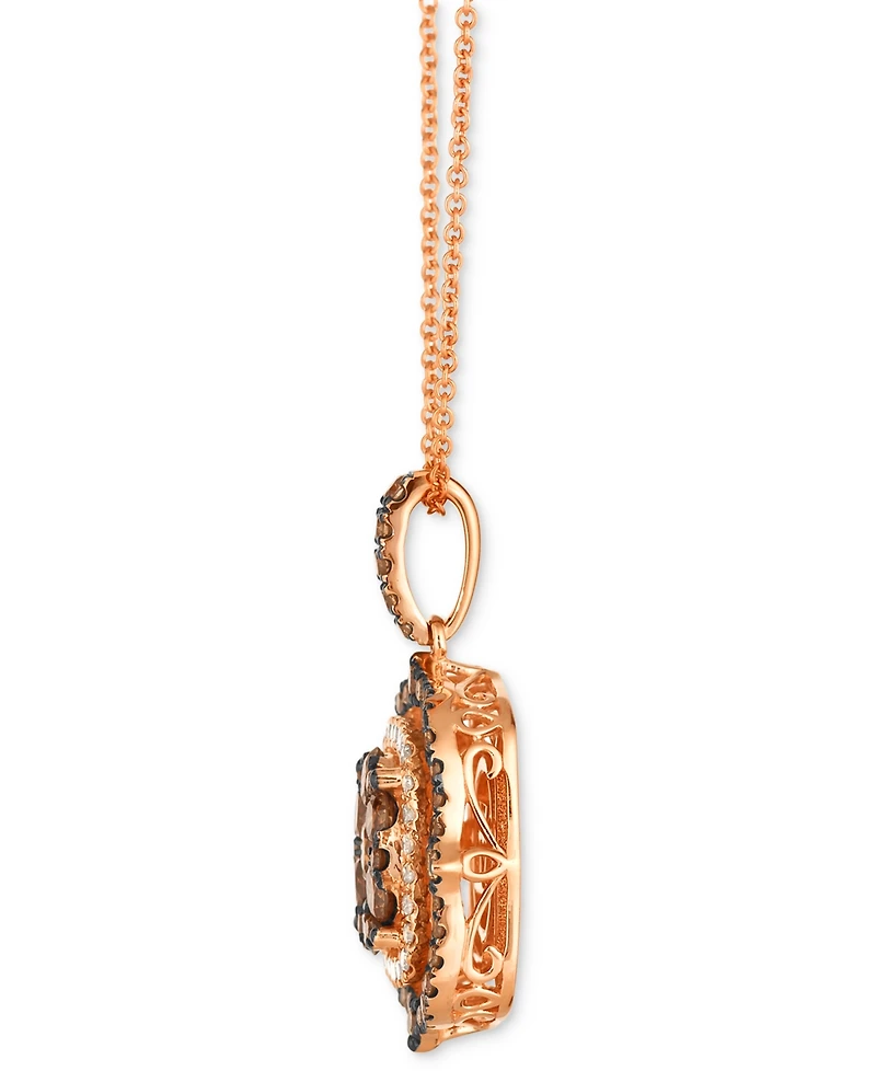 Le Vian Chocolate Diamond & Nude Halo Cluster (1-1/3 ct. t.w.) Adjustable 20" Pendant Necklace