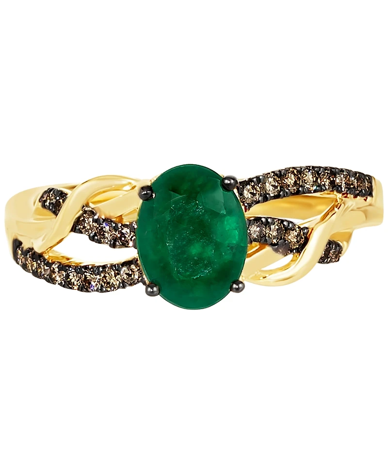 Le Vian Chocolatier Costa Smeralda Emeralds (7/8 ct. t.w.) & Chocolate Diamond (1/4 ct. t.w.) Openwork Ring in 14k Gold