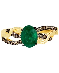 Le Vian Chocolatier Costa Smeralda Emeralds (7/8 ct. t.w.) & Chocolate Diamond (1/4 ct. t.w.) Openwork Ring in 14k Gold