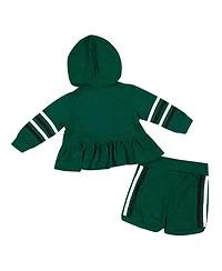 Girls Infant Colosseum Green Michigan State Spartans Spoonful Full-Zip Hoodie and Shorts Set