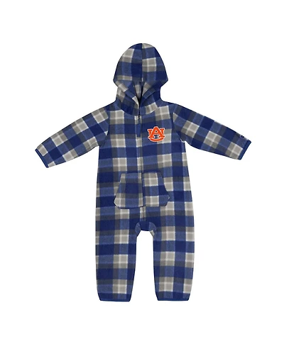 Infant Boys and Girls Colosseum Navy, Gray Auburn Tigers Farays Plaid Full-Zip Hoodie Jumper