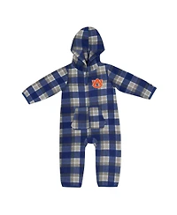 Infant Boys and Girls Colosseum Navy, Gray Auburn Tigers Farays Plaid Full-Zip Hoodie Jumper