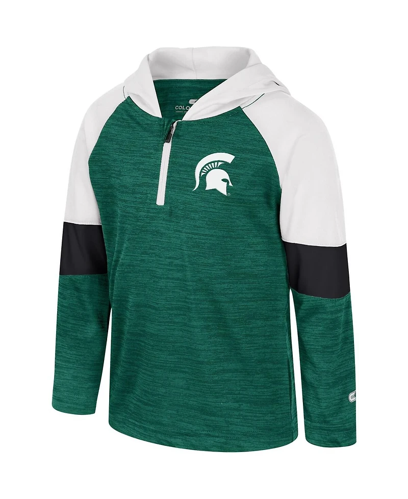 Toddler Boys and Girls Colosseum Green Michigan State Spartans Creative Control Raglan Quarter-Zip Hoodie