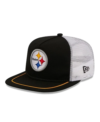 Men's New Era Black, White Pittsburgh Steelers Original Classic Golfer Snapback Hat