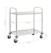 Tier Kitchen Trolley 37.4"x17.7"x32.9" Stainless Steel