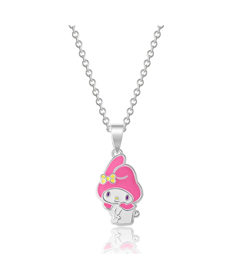 Sanrio Hello Kitty Silver Plated and Clear Crystal My Melody Pendant - 18'' Chain, Officially Licensed Authentic