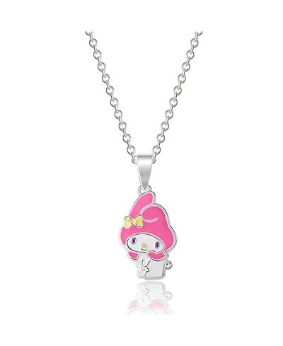 Sanrio Hello Kitty Silver Plated and Clear Crystal My Melody Pendant - 18'' Chain, Officially Licensed Authentic