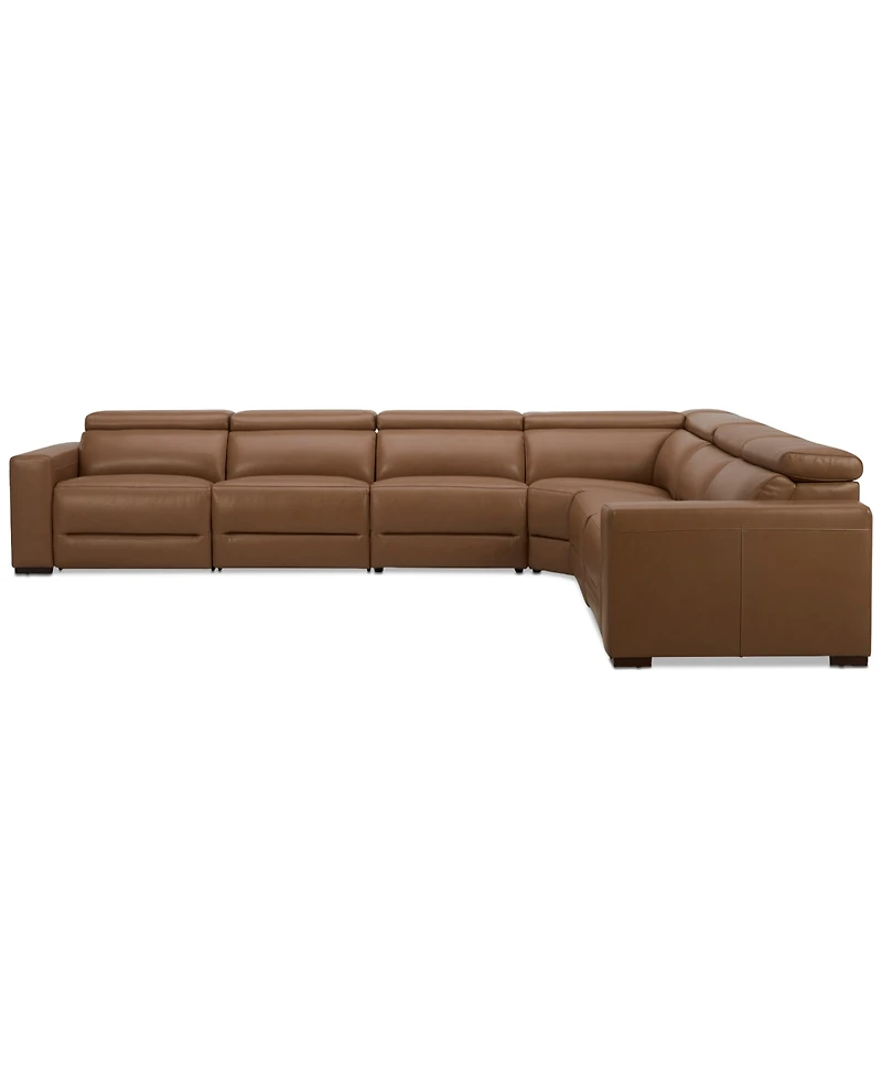Nevio 157" 6-Pc. Leather Sectional with 2 Power Recliners and Headrests, Created For Macy's