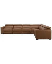 Nevio 157" 6-Pc. Leather Sectional with 2 Power Recliners and Headrests, Created For Macy's