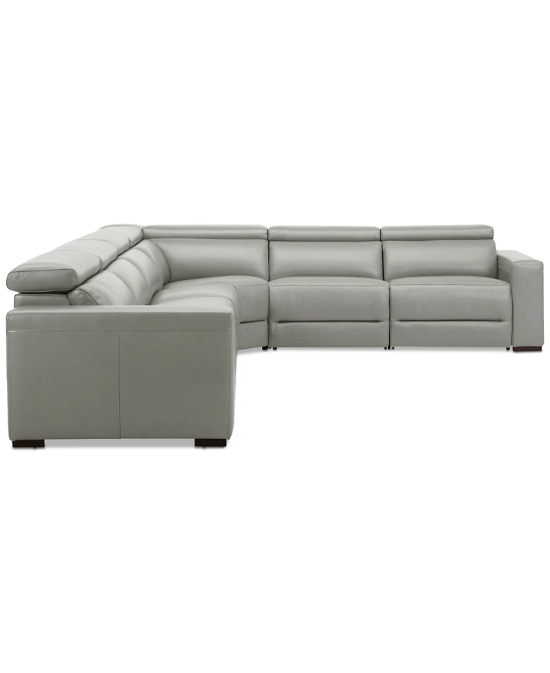 Nevio 157" 6-Pc. Leather Sectional with 2 Power Recliners and Headrests, Created For Macy's