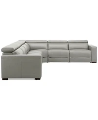 Nevio 157" 6-Pc. Leather Sectional with 2 Power Recliners and Headrests, Created For Macy's