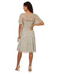 Adrianna Papell Women's V-Neck Beaded Midi Dress