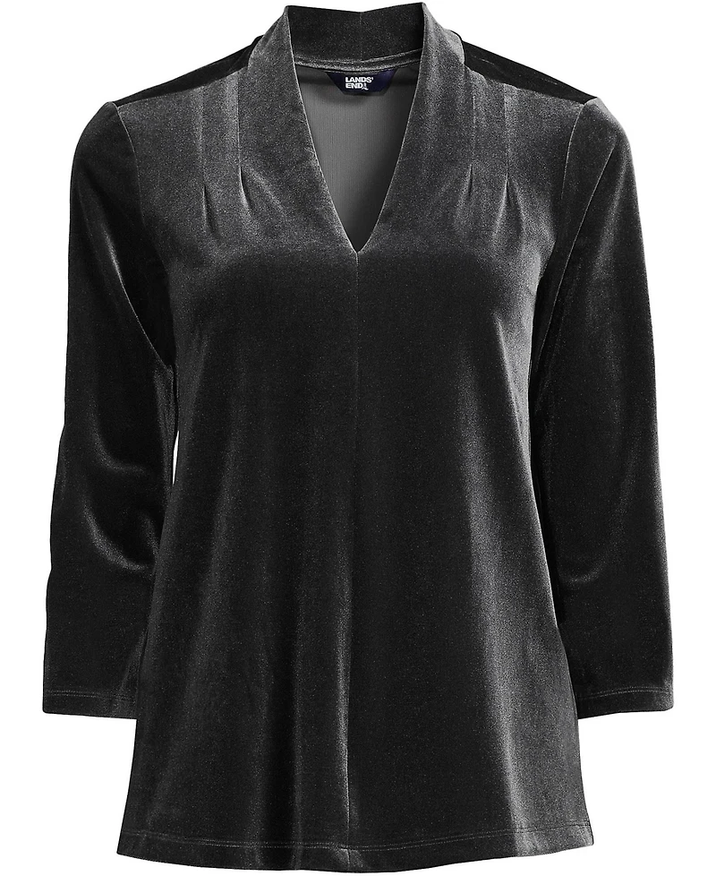 Lands' End Women's 3/4 Sleeve Velvet Top